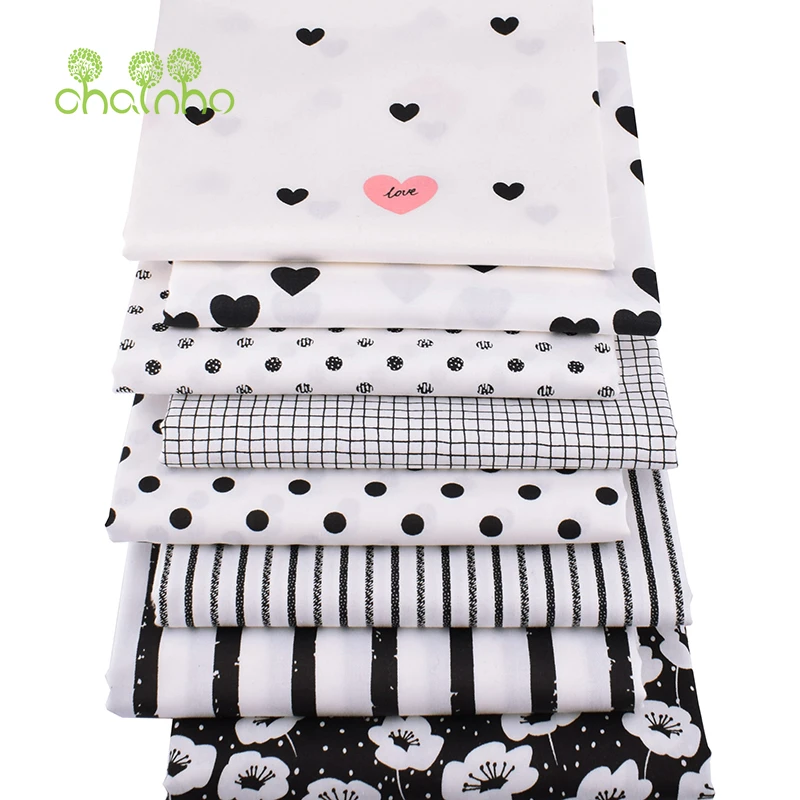 Черно-белая Геометрическая серия Chainho хлопчатобумажная ткань с принтом