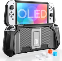 heystop switch oled case with fixed stand tpu protective case compatible with nintendo switch oled model cover case