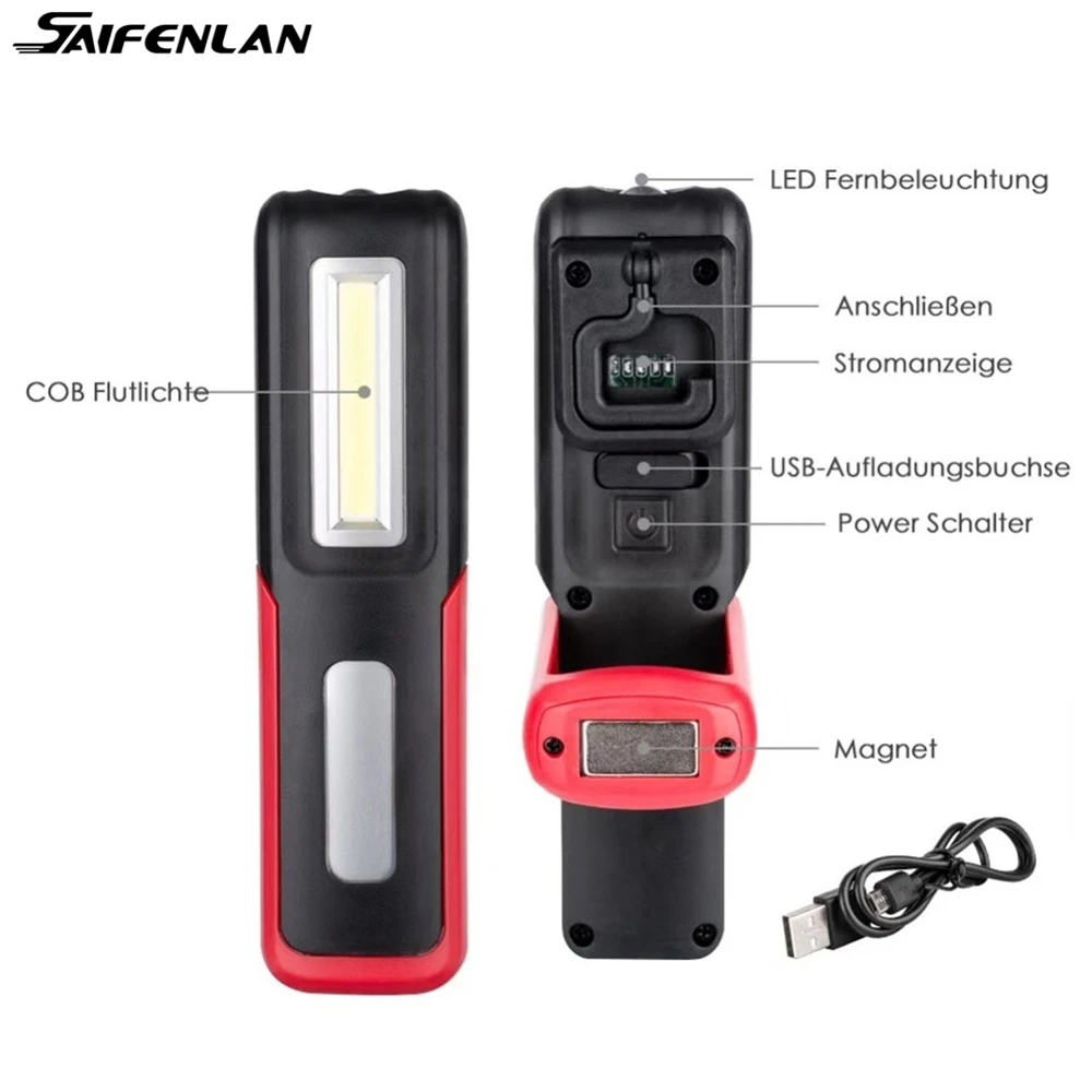 

Powerful Portable COB Work Light LED Magnetic Flashlight USB Rechargeable Work Lamp Stand Hanging Working Lamp Power Display