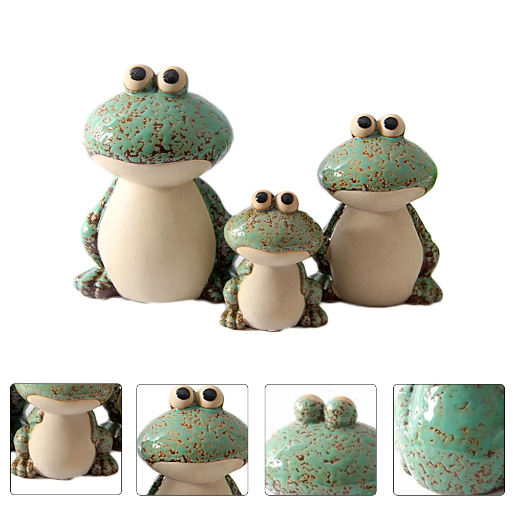 

1 Set/3pcs Adorable Frogs Ornament Funny Mini Desktop Ceramic Art Crafts