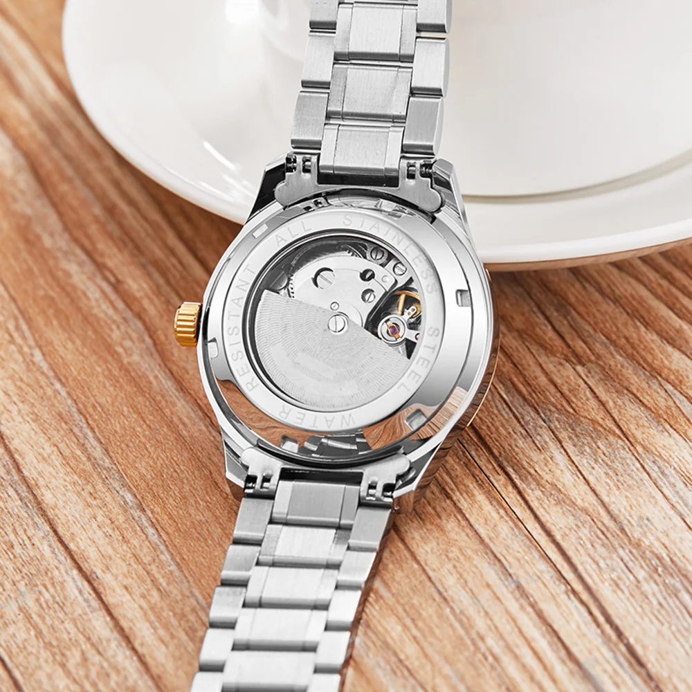 Часы OUYAWEI Мужские механические модные повседневные наручные с автоматическим