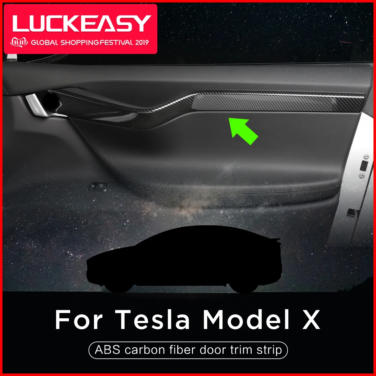 LUCKEASY автомобиля волокна обивки двери ленты ABS патч для Tesla модель X- с украшением в виде пуговицы Защита 4 шт./компл