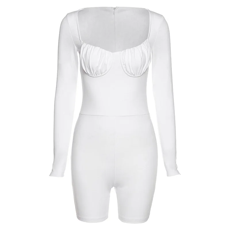 

New autumn winter women's jumpsuit long-sleeved square collar fashion slim-fitting sports casual romper