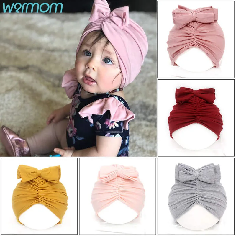 

Warmom Новая Мода Цветочная шапочка для новорожденного, для малыша с эластичным складным козырьком тюрбан головные уборы для девочек и мальчи...