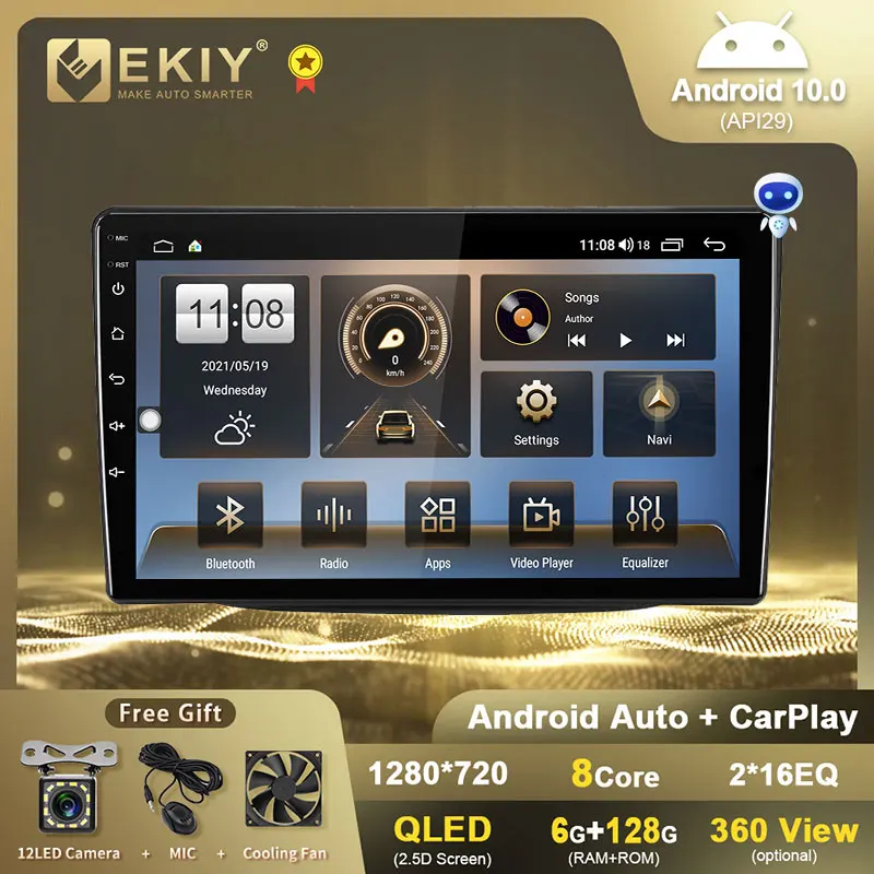 

Автомагнитола EKIY Carplay на Android 10, мультимедийный видеоплеер для Ford Focus 3 2011-2019, автостерео навигация на Android, 2din DVD HU