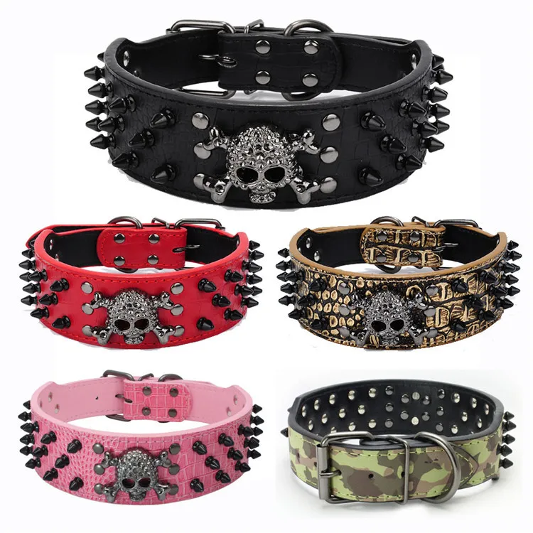 

Faux fur collar skulls deserve to act the role of pet dog belt color round head rivet pin chain