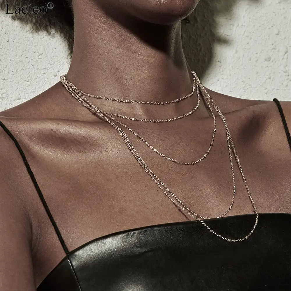 Женское богемное колье чокер Lacteo многослойное длинное ожерелье с имитацией