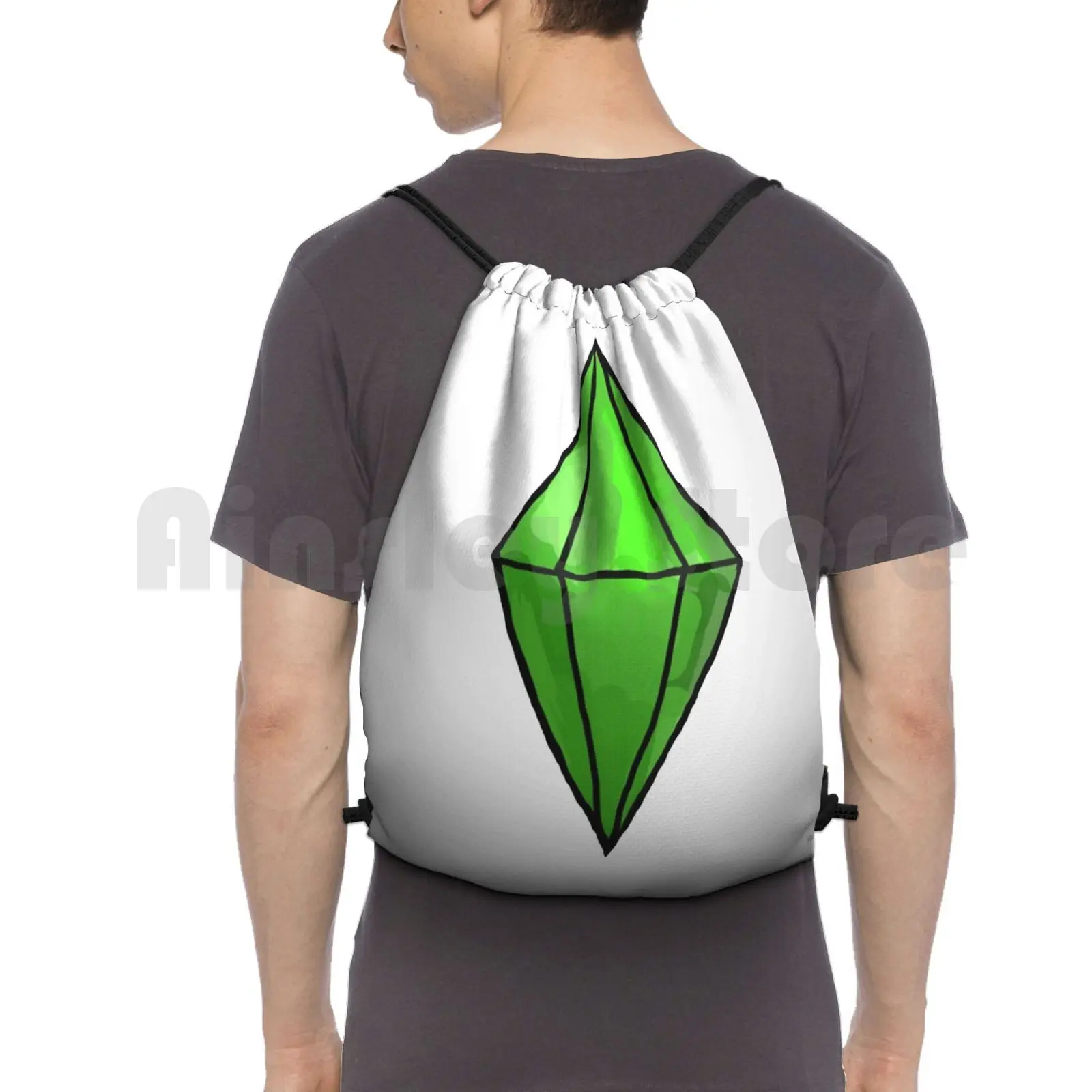 Giant Plumbob Backpack Drawstring Bag Riding Climbing Gym Bag  Sims The Sims Sims 2 Sims 3 Sims 4 Ea Plumbob Sim Games Pc