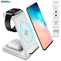 Bonola White Fast Wireless Chargeing Stand for iPhone 11 XS 8 AirPods Pro Wireless Charger Dock for Apple Watch 5 4 3 2 1