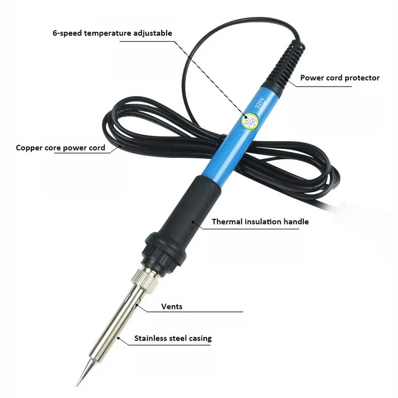 60W 110V 220V Electric Soldering Iron Adjustable Temperature Welding Solder Rework Station Heat Pencil Repair Tool | Инструменты