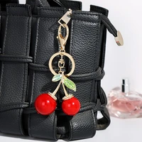 2021 new creative red cherry keychain pearl pendant girl fashion bag ornament gift
