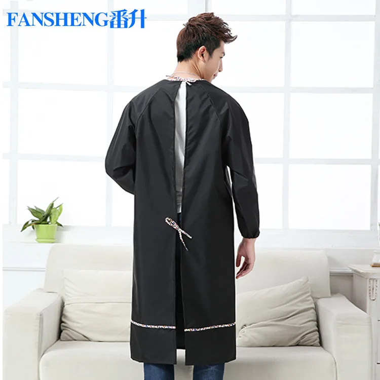 Мужской фартук с длинными рукавами водонепроницаемый и маслостойкий смокинг для