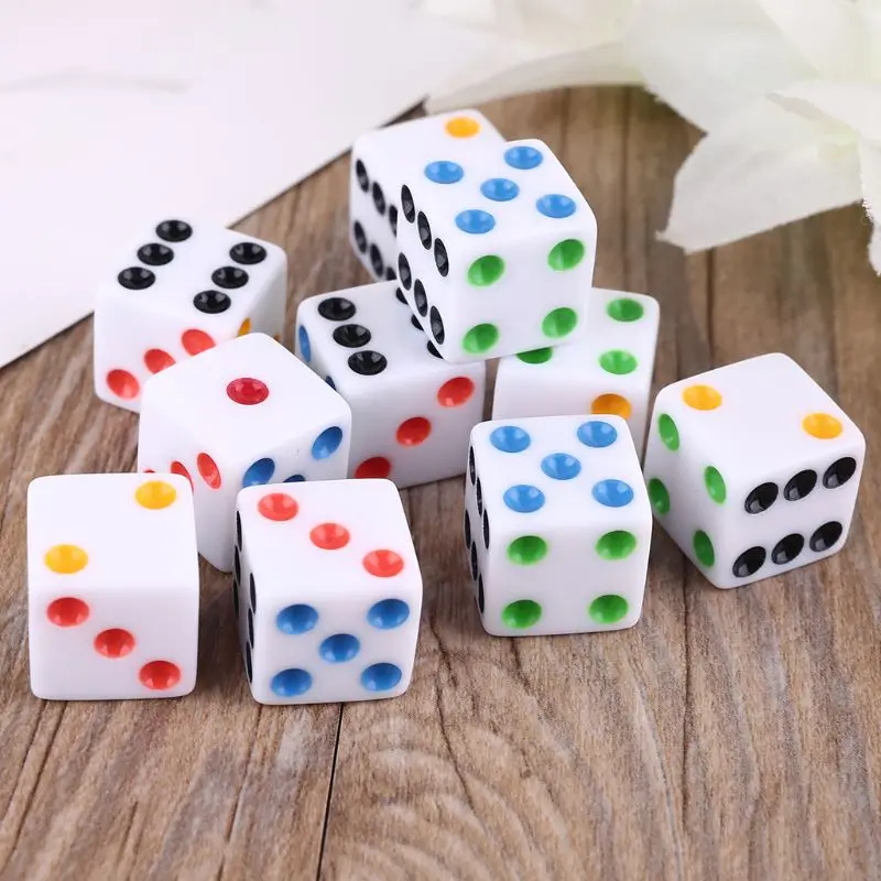 

10pcs/set D6 Six Sided Spot Dice Square Opaque Dices Role Playing Game for Party M5TC