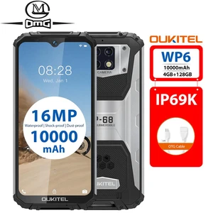 OUKITEL WP6 10000 мАч Ip68 водонепроницаемый ударопрочный мобильный телефон Восьмиядерный 16 МП Тройная камера 4 Гб + 128 Гб 4G Прочный смартфон