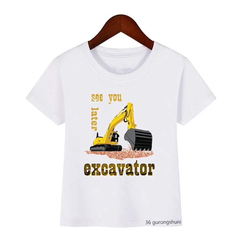 

funny boys tshirt Excavator Lovers Funny Toddler Birthday Party tshirt cartoon kids t shirt summer casual cool high quality tops