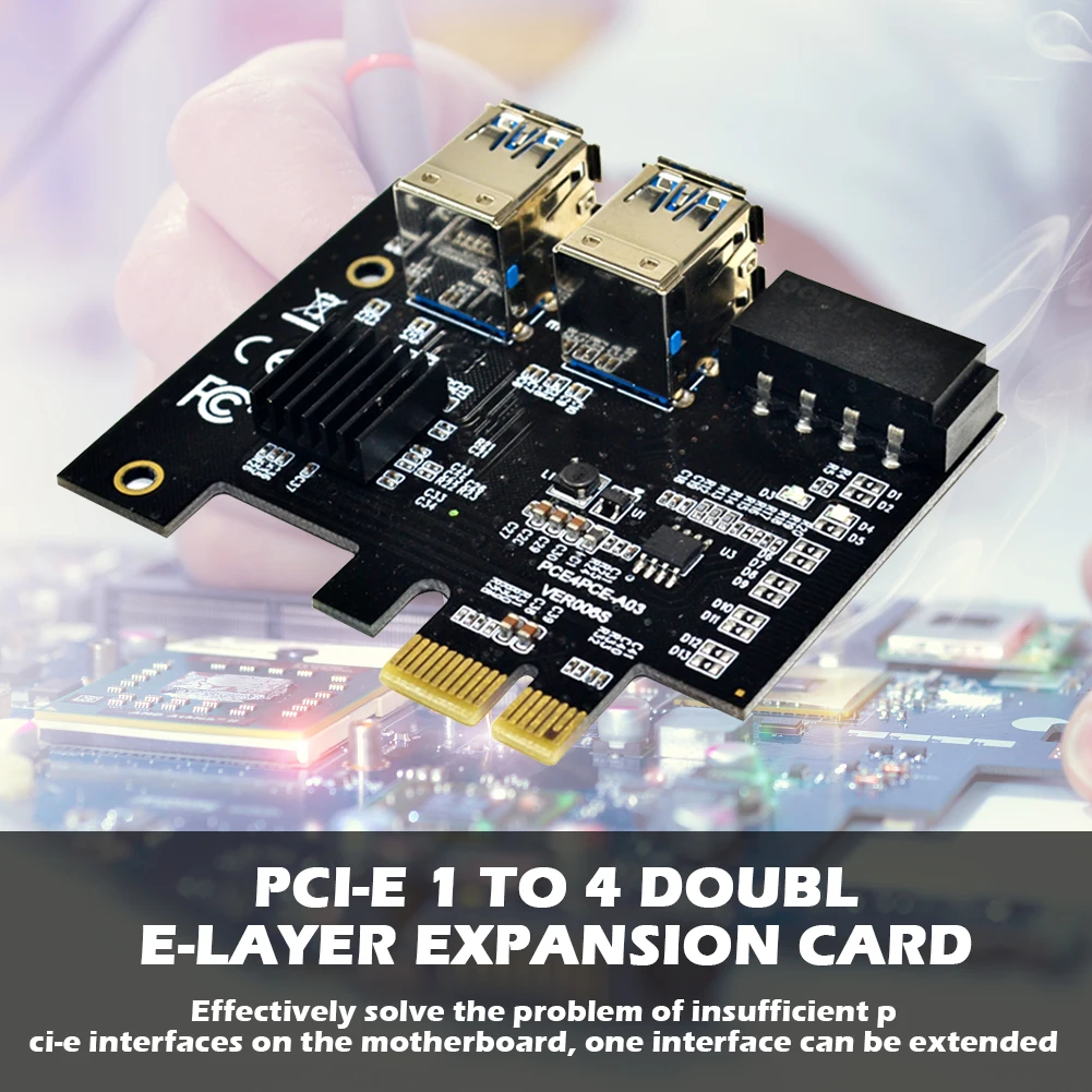 Переходник PCI-E на PCIe PCI-Express от 1x до 16x Райзер для майнинга с 1 4 USB 3 0 мультипликатор