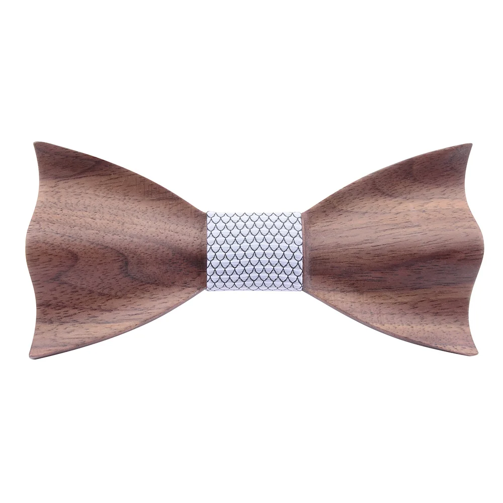 Клетчатый Регулируемый 3D деревянный галстук-бабочка шелковый платок запонки