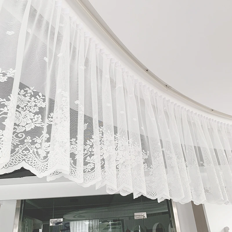 

White Short Tulle Curtains for Living Room Lace Curtain for Kitchen Door Bathroom Closet Cupboard Drapes Elegant Window Valance