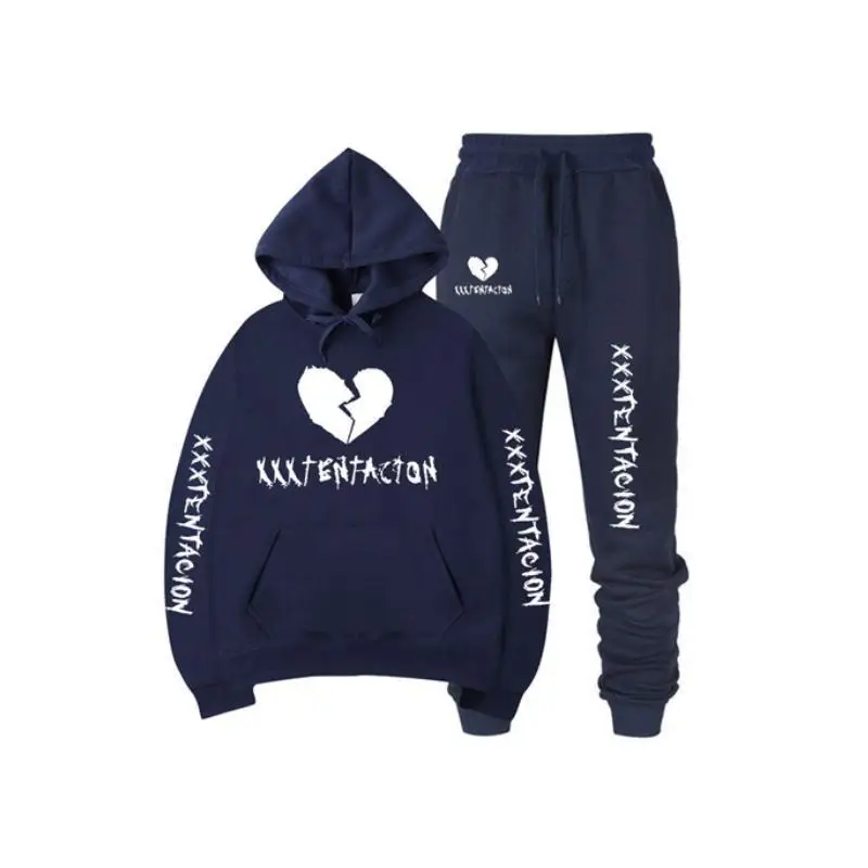 

2020 New Autumn/Winter XXXTentacion Revenge Kill Hip Hop Hoodies Sweatshirts And Sweatpants Men Two Piece Set Hooded Suit Velvet