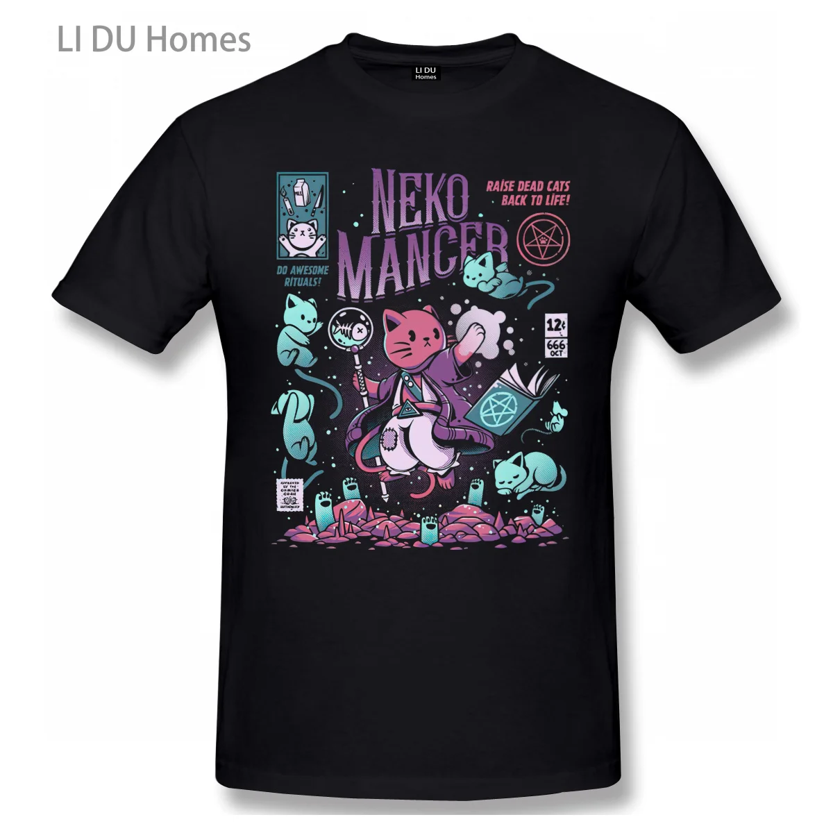 

Nekomancer T-shirt Dead Cats Back To Life T Shirt Letter Tshirt Anime Print Tees Mens Cotton Clothes Japan Kawaii Gift