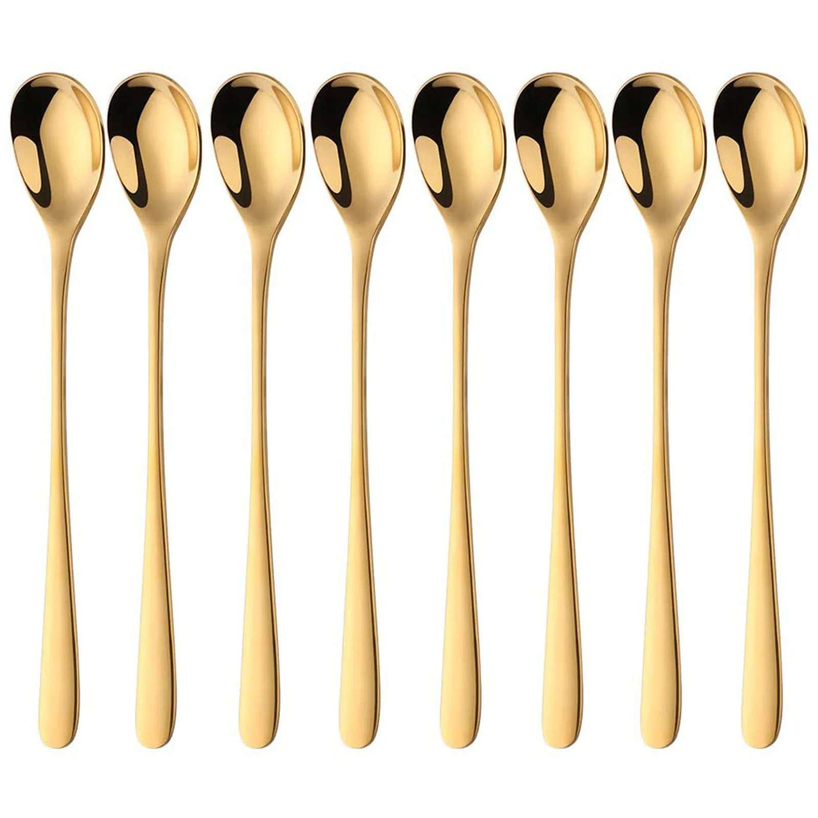 

8pcs Stainless Steel Soup Spoons Long Handle Ice Cream Dessert Tea Engraved Spoon Drinkware Household Kitchen Tools