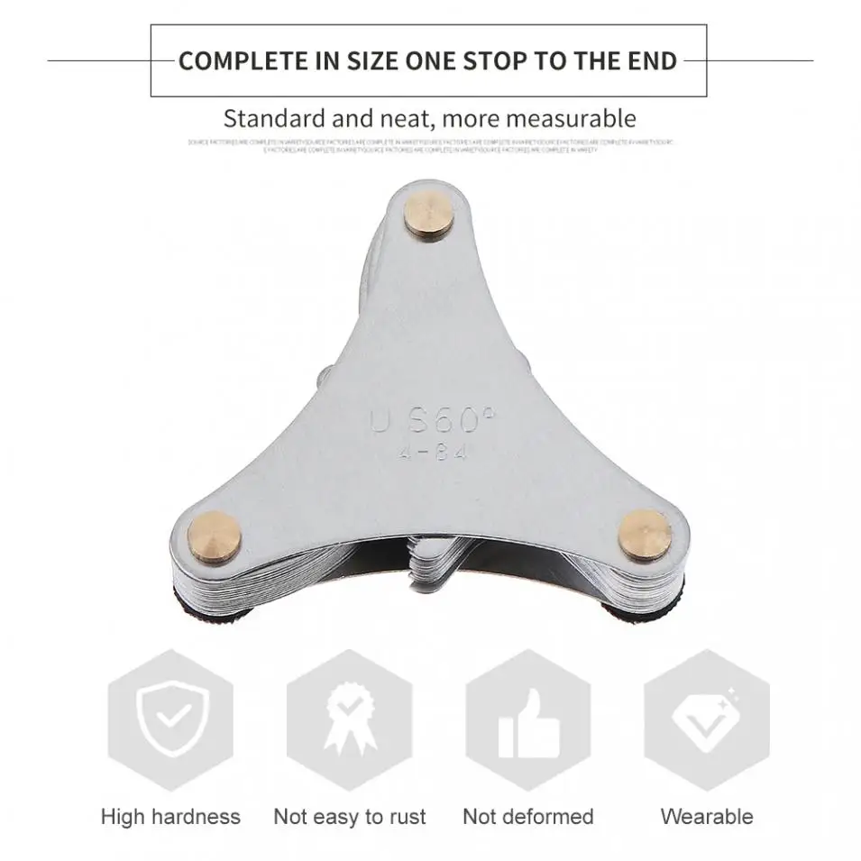 

Stainless Steel 51pcs Blade US Specification 60 Degree Thread Gauge Screw Pitch Gauge with Range 4-84 For Cutting Measuring Tool