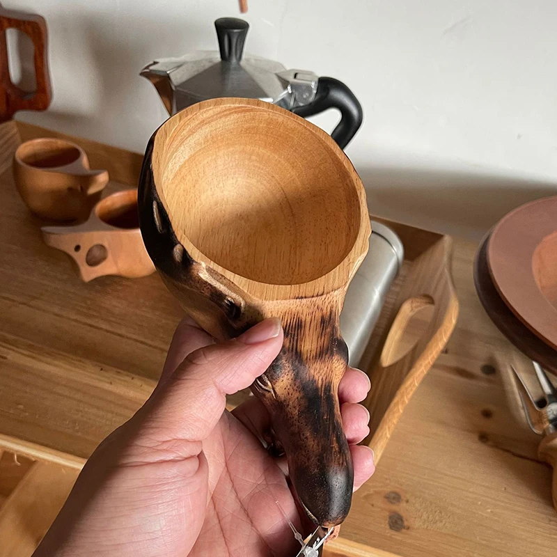 

Wooden Cup Portable Outdoor Natural Lightweight Multipurpose Coffee Drinking Mug for Home Outdoor PLDI889