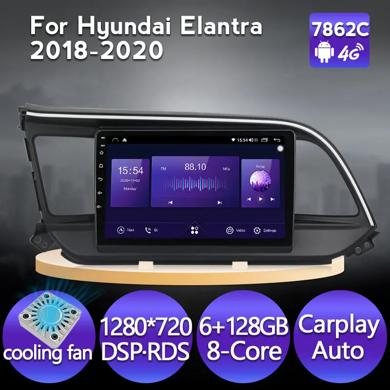 NaviFly Android 11 6 ГБ + 128 автомобильная навигация GPS радио плеер для Hyundai Elantra 2018 2019 2020 DSP 4G