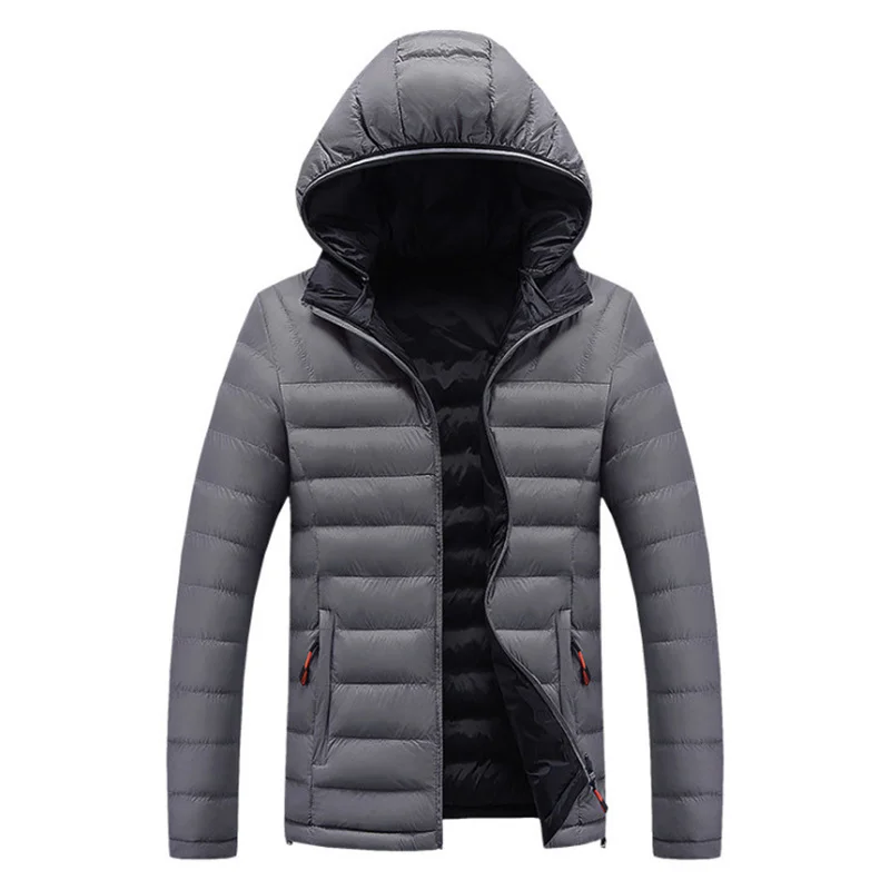 

Men Autumn Winter parkas Newest Design Double Sided Wear Cotton Jacket Men Casual Hooded Windproof Short Coat