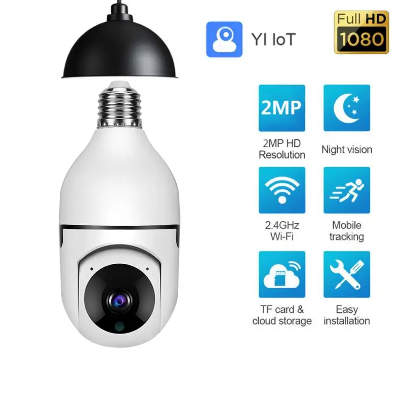 

360 Rotate 1080P Wifi IP Camera Auto Tracking Panoramic Camera E27 Light Bulb Wireless PTZ IP Cam Remote Viewing Security