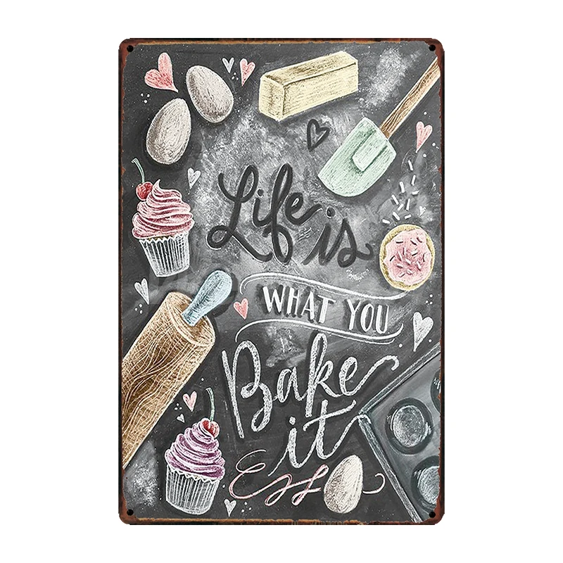 

[ WellCraft ] Coffee Cocktail Love Cake Tea Tin Signs Wall Plaque Custom Metal Painting Antique Gift bar Pub Decor LT-1704