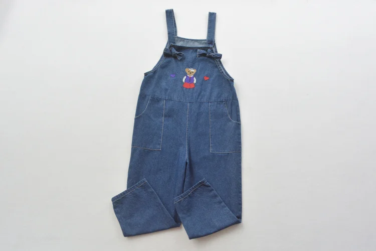 Love Bear Embroidery Big Pockets Women's Jeans Jumpsuits Rompers Casual Pants Trousers Playsuits 2 Colors |