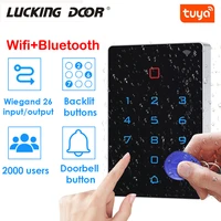 2000 user wifi tuya app backlight touch access controller waterproof keypad rfid 125khz card reader wiegand 26 input output