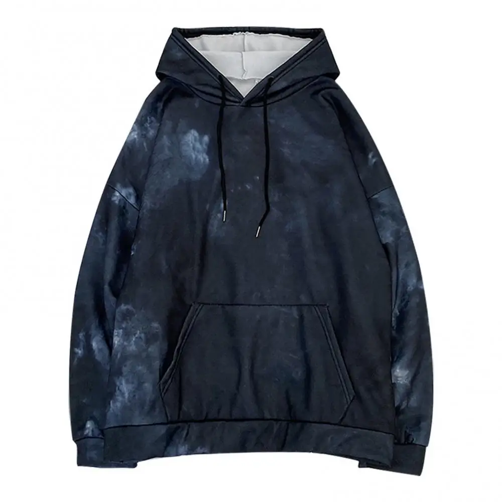 Fashionable Stylish Women Casual Dye Printed Long Sleeve Drawstring Loose Autumn Winter Hoodies Sweatshirt with Pockets