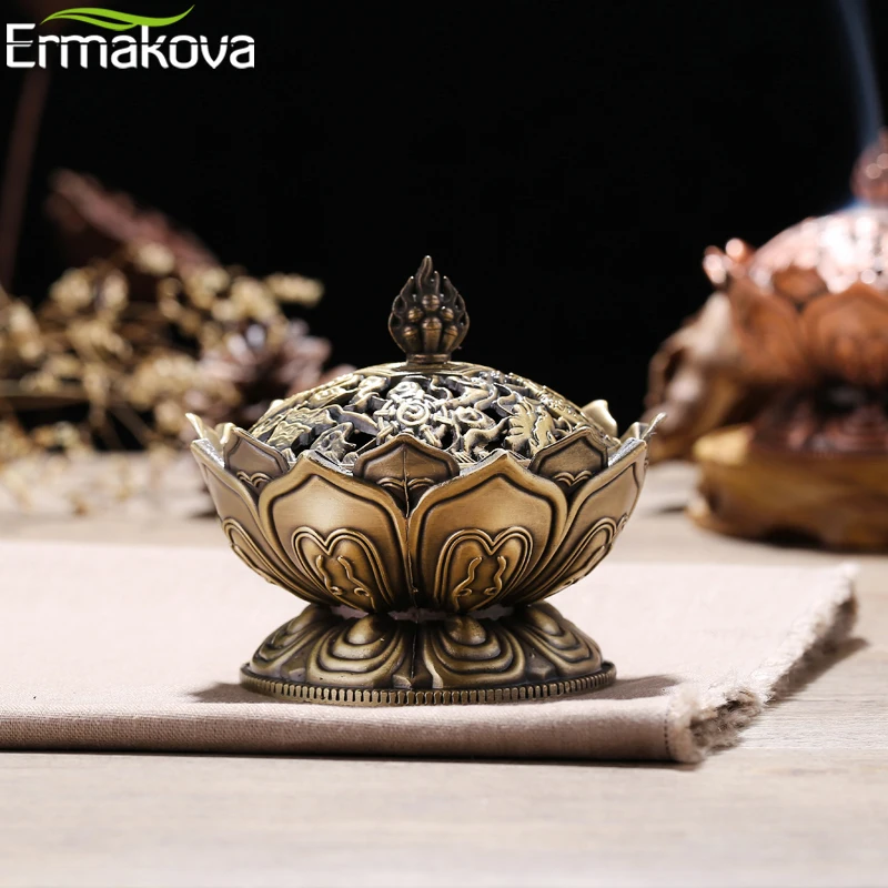 ERMAKOVA Цветок Лотоса Китайский Будда сплав металлическая горелка для благовоний