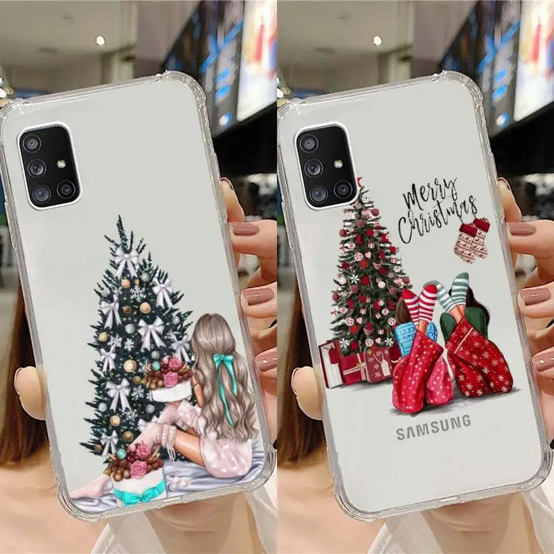 

Merry Christmas Brown Hair Girl Phone Case Transparent For Samsung Note A 7 8 9 10 20 50 51 71 90 20 11 81 e LITE Ultra PRO