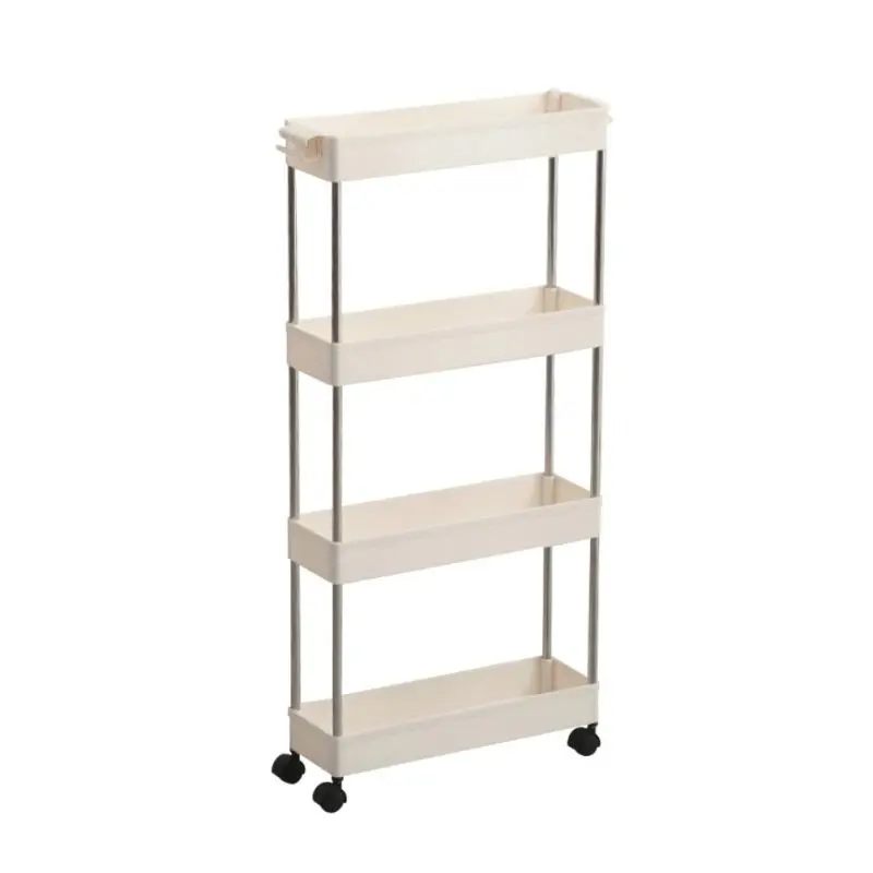 

3/4 Layer Kitchen Movable Refrigerator Rack with Wheels, Bathroom Organizing Interspace Stroller