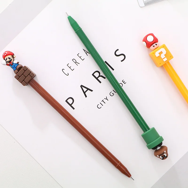 Милая мультяшная супер Мэри мягкая резиновая черная нейтральная ручка 0 5 мм