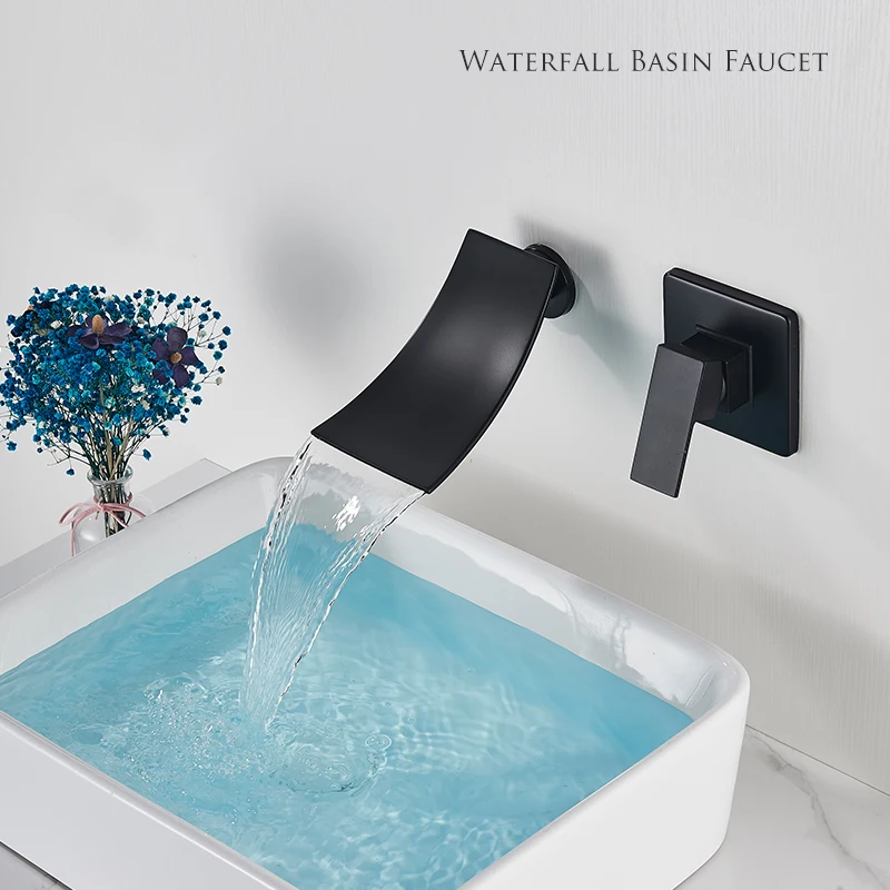 Смесители для раковины с носиком водопада двойным отверстием широкий кран