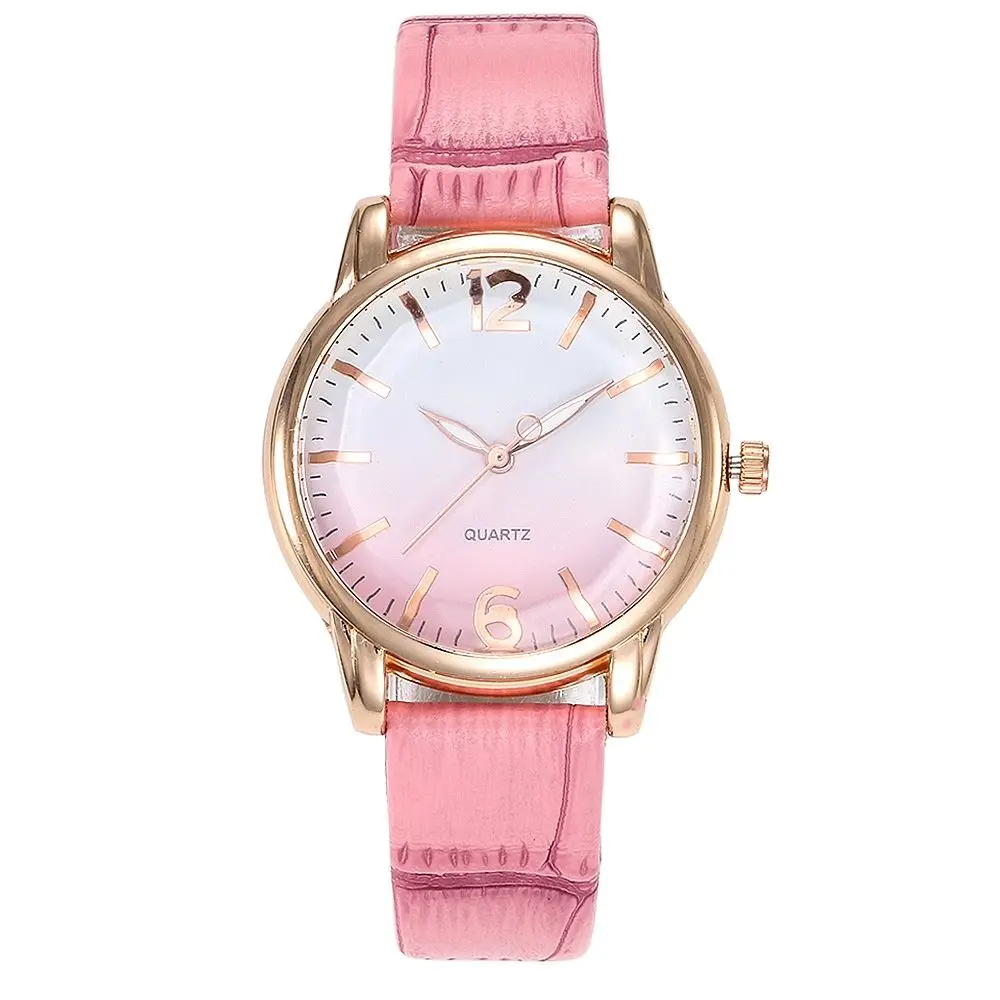 

New Fashion Watch Trend Gradient Color Digital Small Dial Casual Quartz Women's Watch Ultra-thin Belt Simple Watch