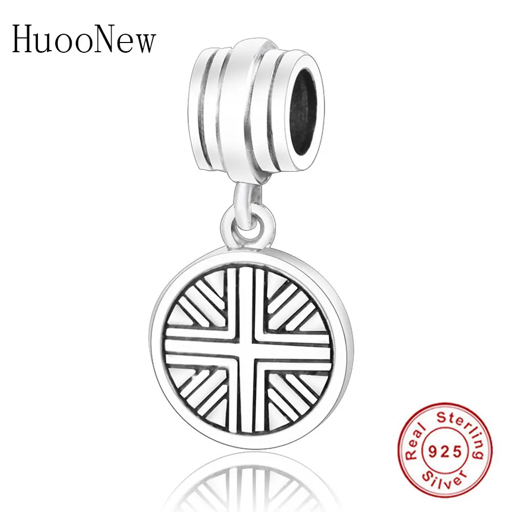 

HuooNew Fit Original Brand Charms Bracelets Bangle 925 Sterling Silver England Flag Beads Pendant For Women Making Berloque