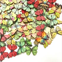 250pcs 2 holes butterfly sewing wooden buttons for clothes crafts decorative needlework scrapbooking diy needlework button