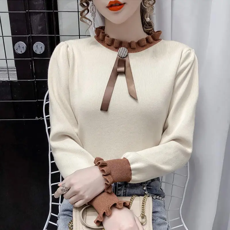 

2021 базовый тонкий свитер, шикарный пуловер, женский осенне-зимний Повседневный свитер с длинным рукавом, Женские однотонные Теплые Топы, L127