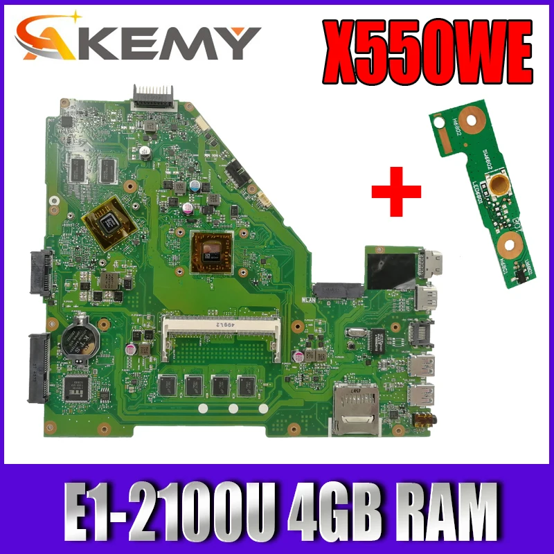 

Akemy X550WE Motherboard For Asus D552W X552WE X550W X550WE Laotop Mainboard with E1-2100U 4GB RAM