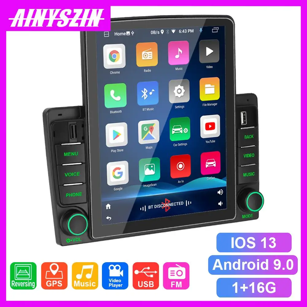 

Автомагнитола 2 Din, 9,5 дюйма, Android 9,0, стерео, мультимедийный видеоплеер, Wi-Fi, Bluetooth, Gps-навигация, Mirror Link, 1 + 16 ГБ, FM, FHD