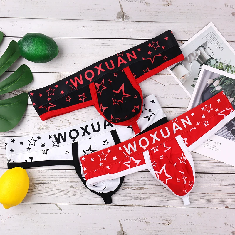 Sexy Mens Thong G String Printed Male Micro Thongs Jockstrap Penis Pouch Lingerie T-back Panties Cotton Underwear |