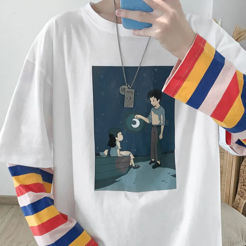 Футболка мужская с длинным рукавом модная повседневная рубашка в полоску