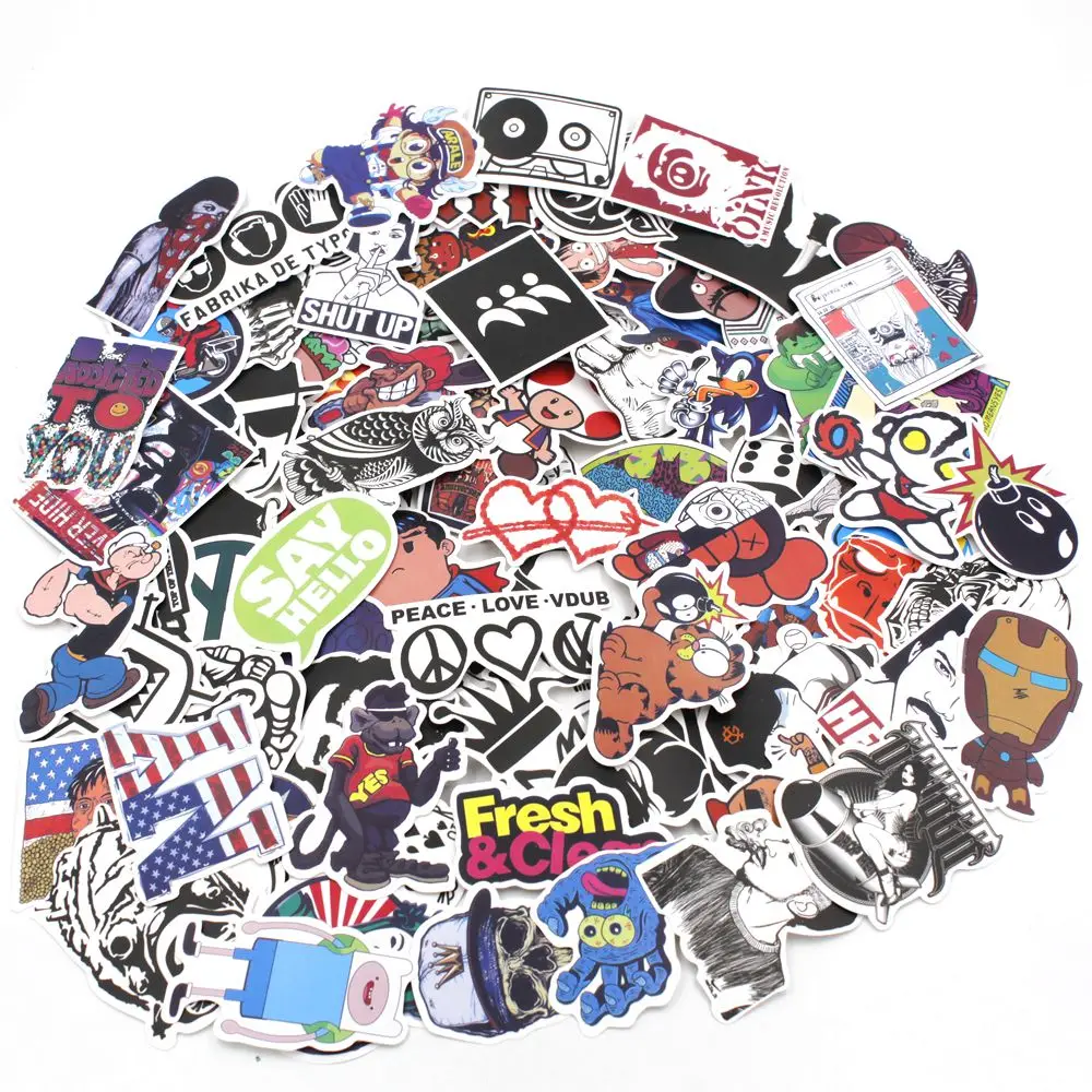 

200Pieces/Lot Waterproof Stickers For Bicycle Laptop luggage Skateboard Guitar Fridge Decal Random Mixed Car Sticker