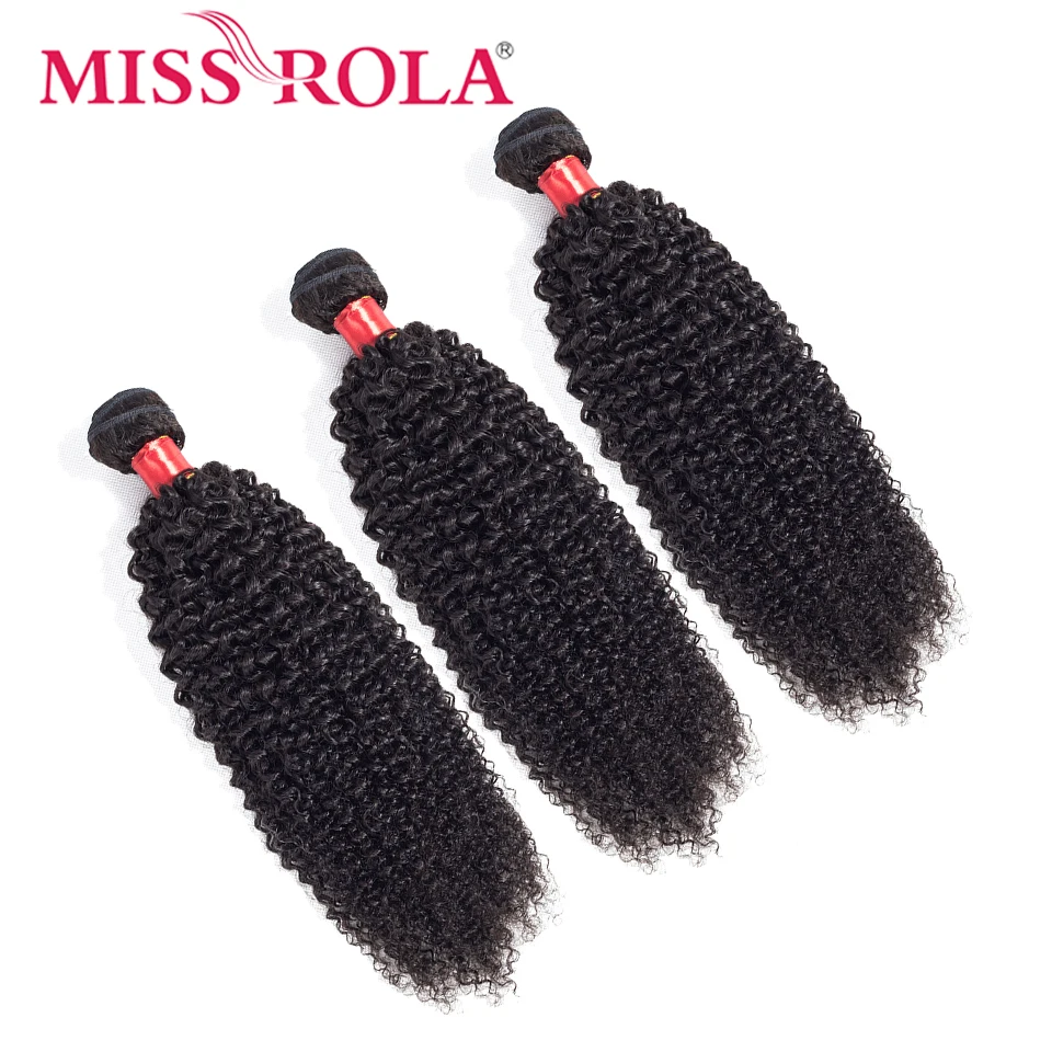 Miss Rola волосы бразильские волосы плетение человеческие волосы кудрявые Вьющиеся 3 пучка с закрытием не Реми волосы для наращивания натуральный цвет