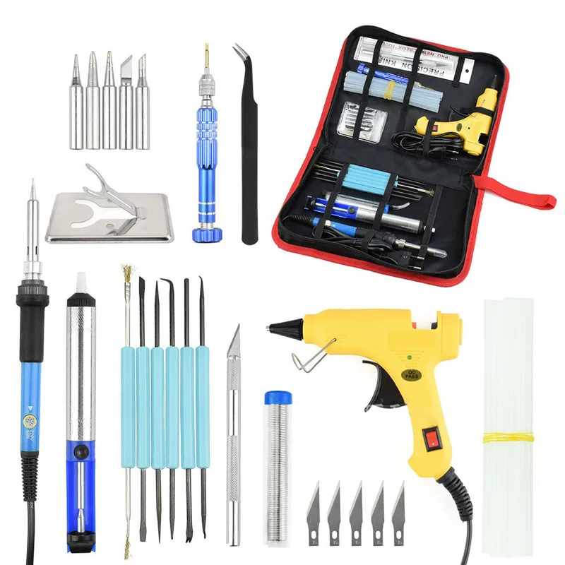 

Adjustable Temperature Electric Soldering Iron Welding Kit Screwdriver Glue Gun Repair Carving Knife Tools EU/US 60W DIY